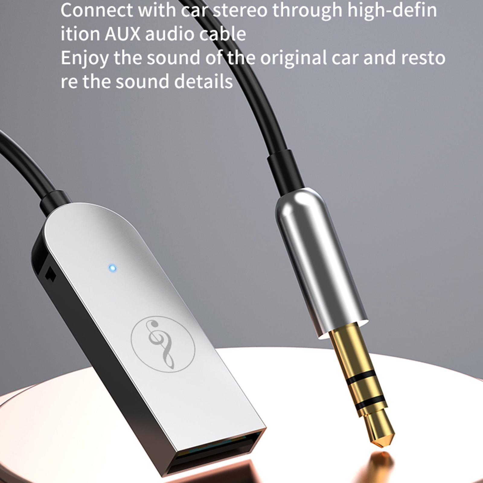 Car Bluetooth Receiver, Noise Cancelling Stereo Kit Handsfree Call 5.0 with Built-in Microphone/ Audio Wireless AUX Adapter for Home Audio