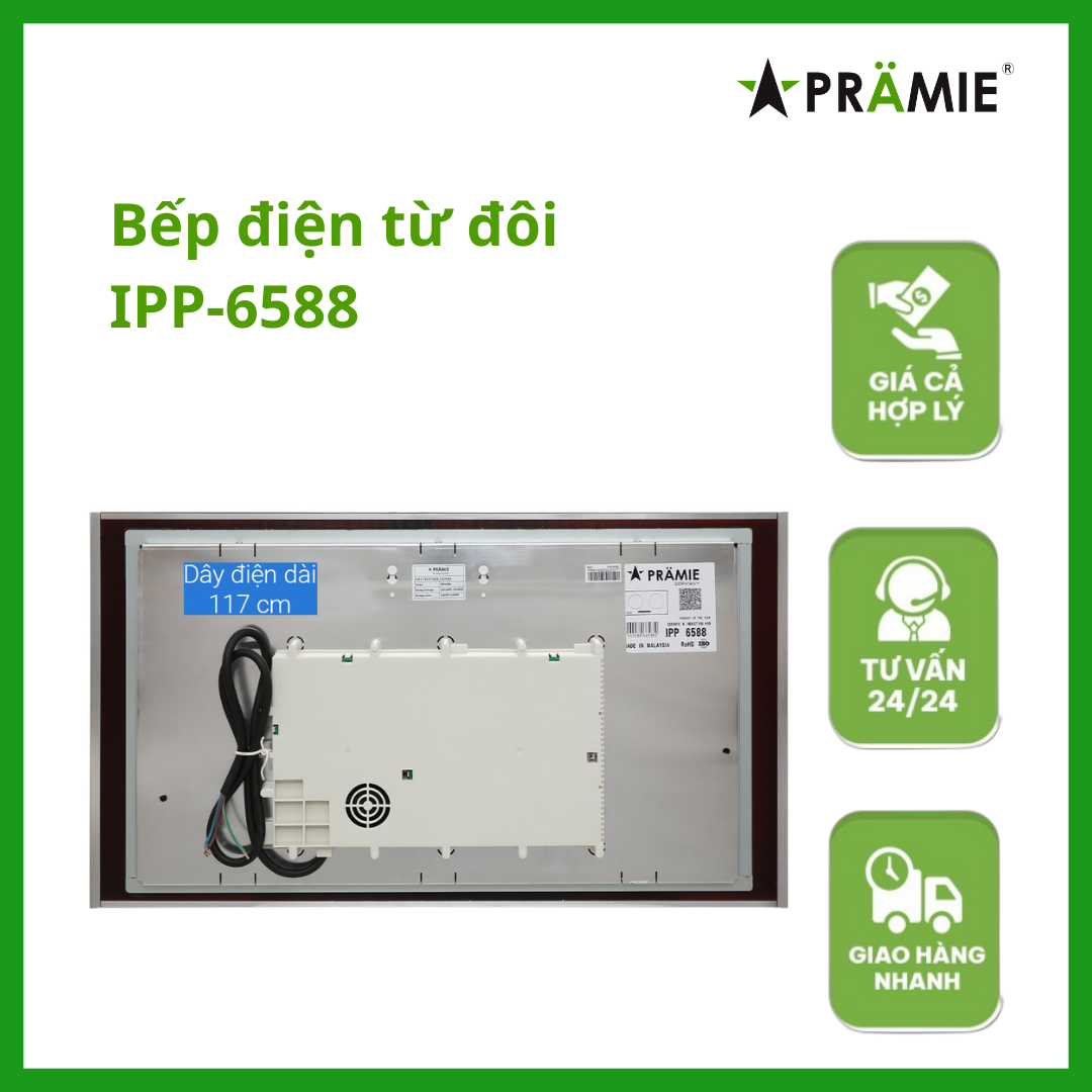 Bếp điện từ đôi Pramie IPP-6588_Hai Từ_hàng nhập khẩu Malaysia