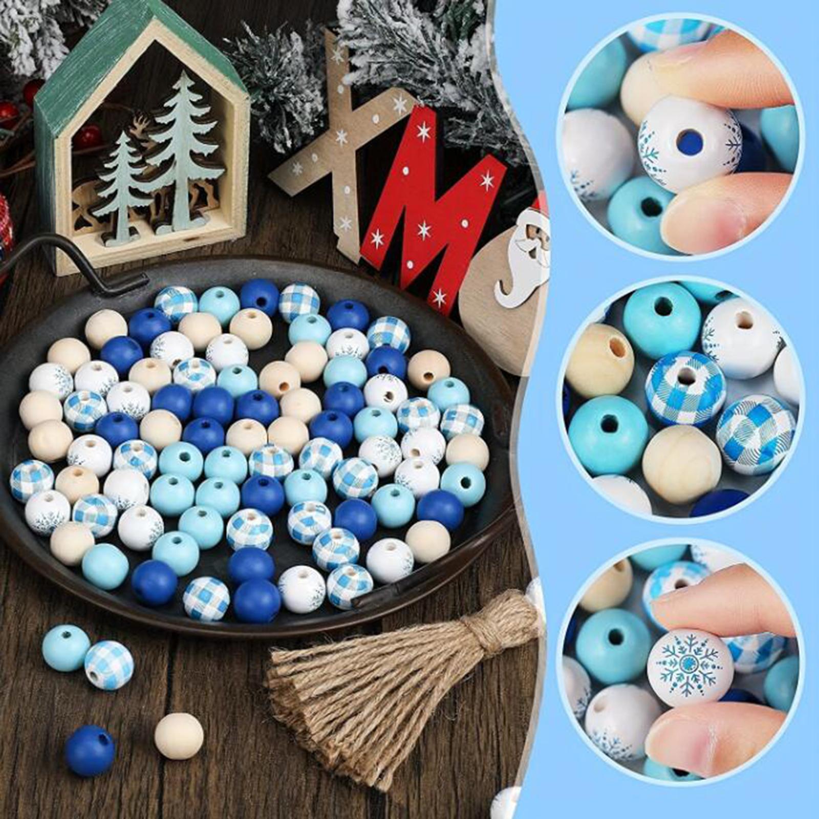 50x Winter Wooden Beads Loose Spacer Beads Decoration Kids Adults Snowflake Craft Beads for Jewelry Making Findings Bracelets