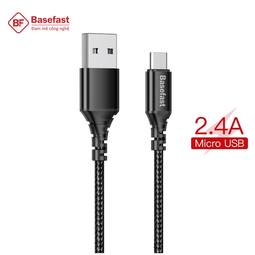 Dây sạc Micro USB cao cấp Basefast máy android - Cáp bọc dù siêu bền sạc nhanh cho Samsung , xiaomi CS14M - Hàng Chính Hãng