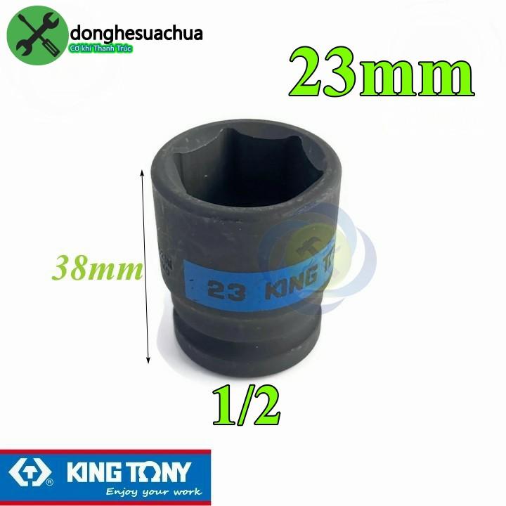 Tuýp 23mm loại 1/2 Kingtony 453523M ngắn 6 cạnh màu đen