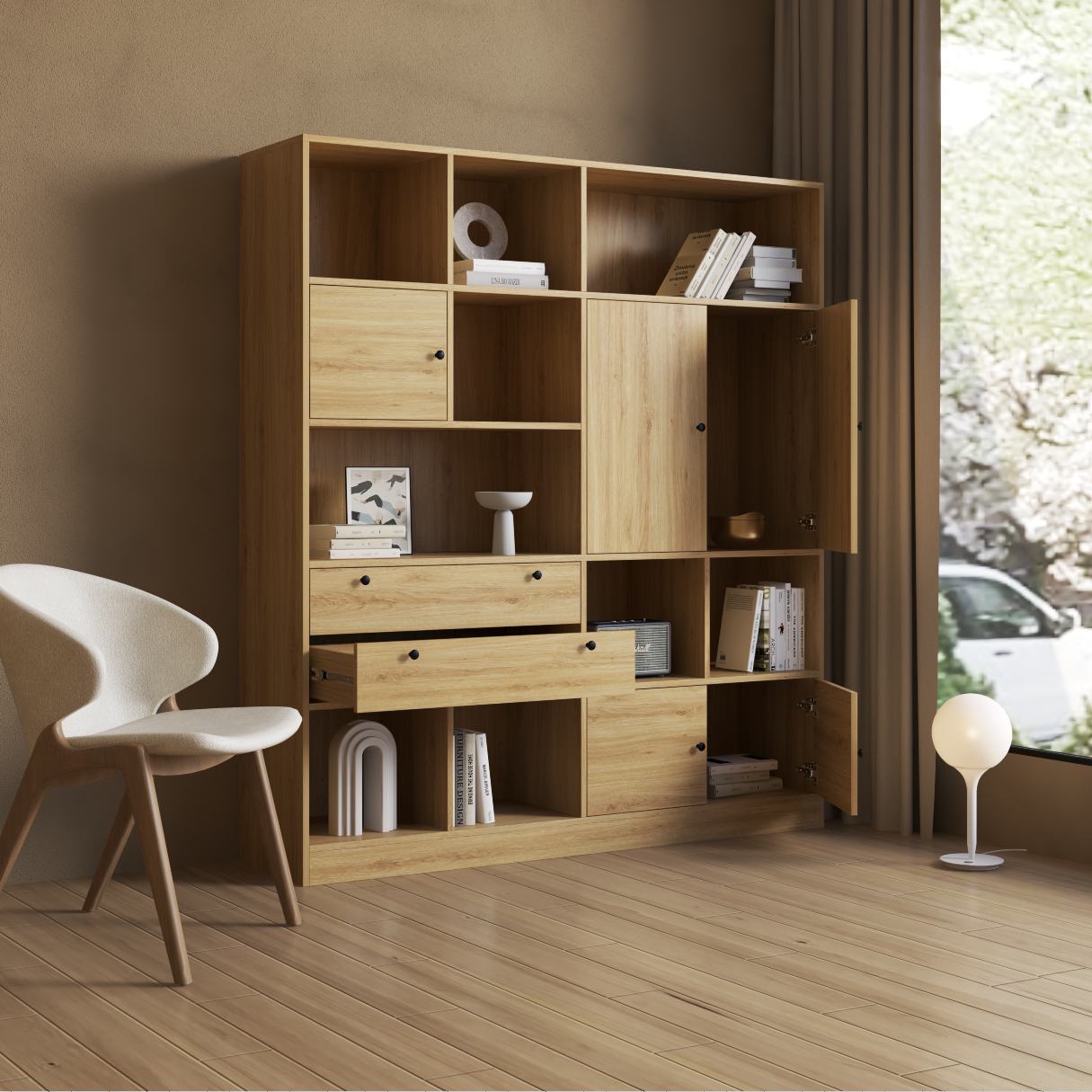 [Happy Home Furniture] CATY , Kệ sách nhiều ngăn - 1m6 x 1m8 ,  160cm x 38cm x 180cm (DxRxC), KSA_026