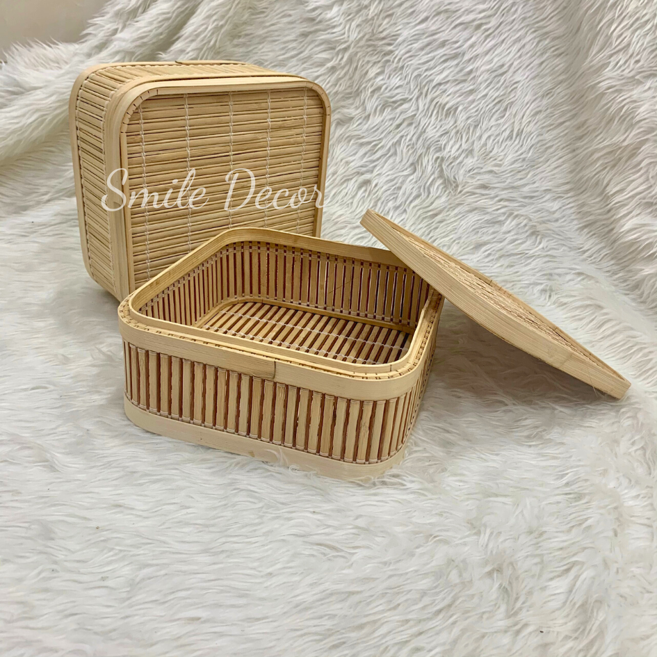 Hộp tre có nắp Smile Decor đựng phụ kiện, mỹ phẩm để bàn trang điểm - Bamboo box for jewelry, cosmestic