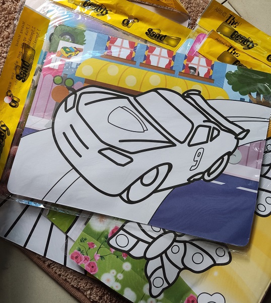 Set 5 tranh cát màu khổ lớn kèm cát 9 màu cho bé thỏa sức sáng tạo