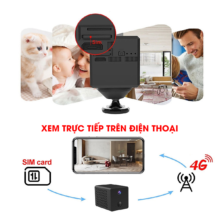 Camera Mini S12 Dùng Sim 4G Quay Video 4K FullHD 1080P Siêu Nét - Quan Sát Báo Động Chống Trộm Hồng Ngoại Đen -Hàng Cao Cấp