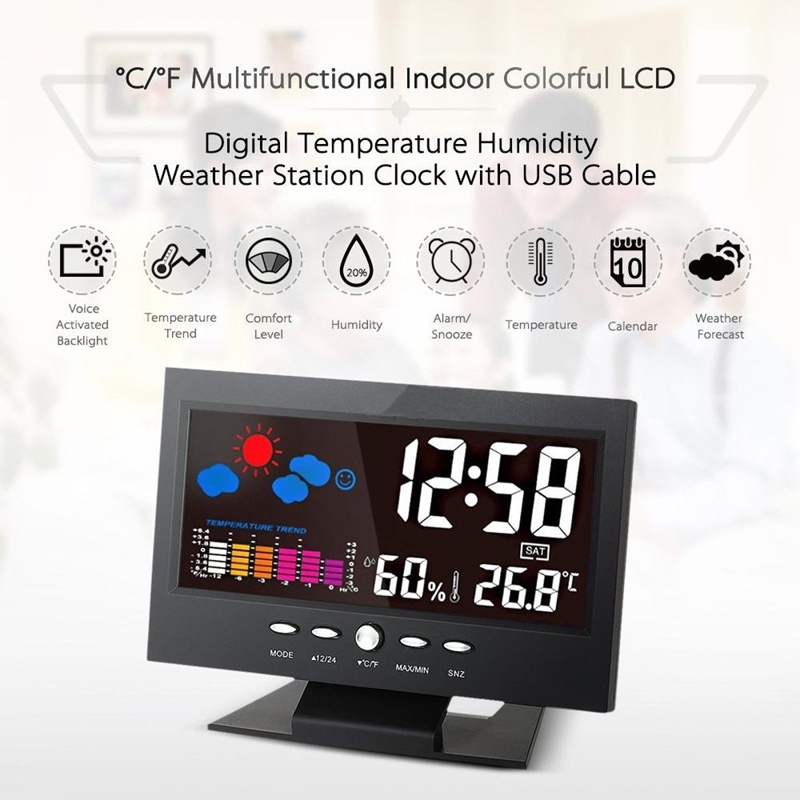 Đồng hồ báo thức nhiệt độ màn hình led đa năng để bàn nhiều chế độ mẫu mới loại tốt siêu tiện dụng