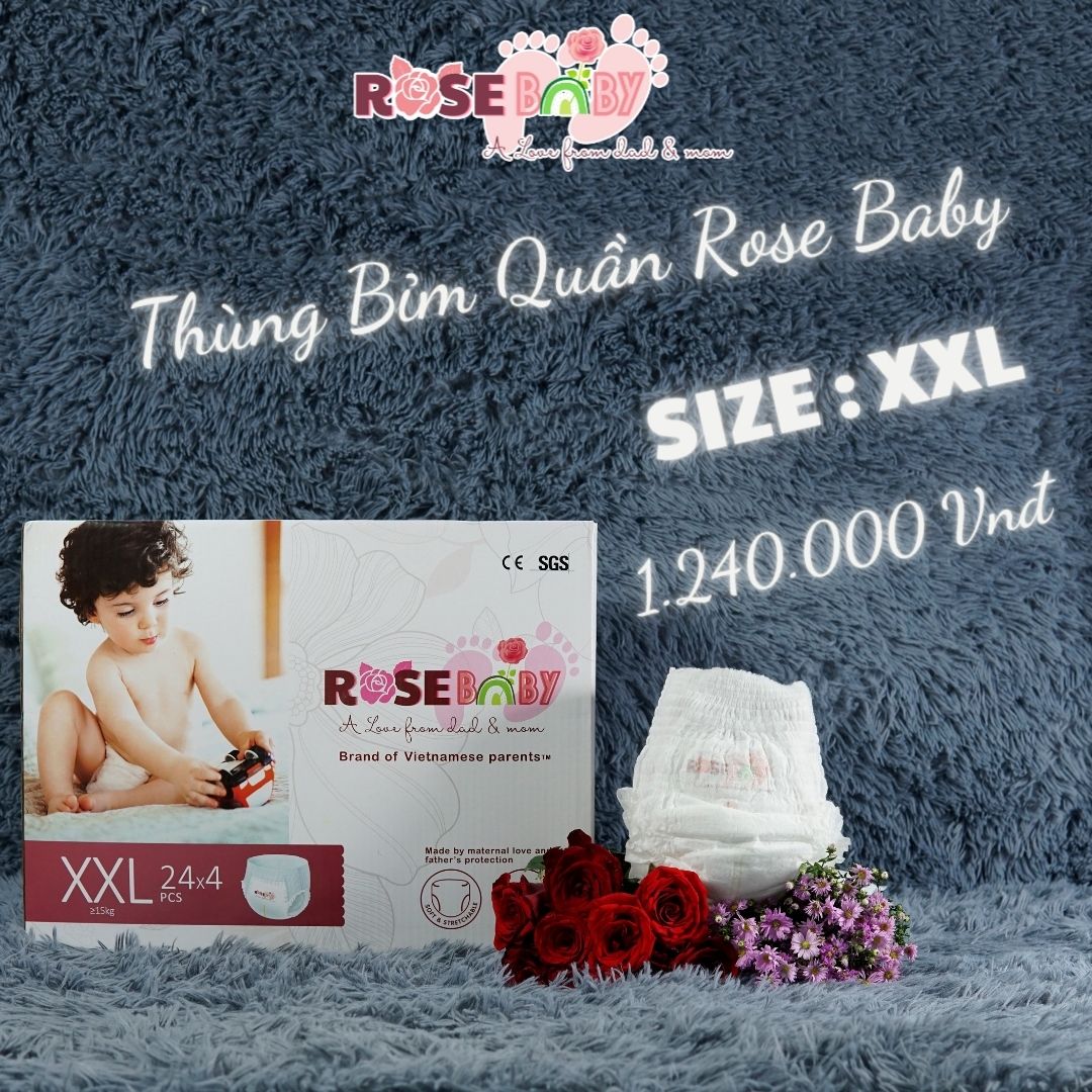 Thùng Bỉm Quần Rose Baby Size XXL24