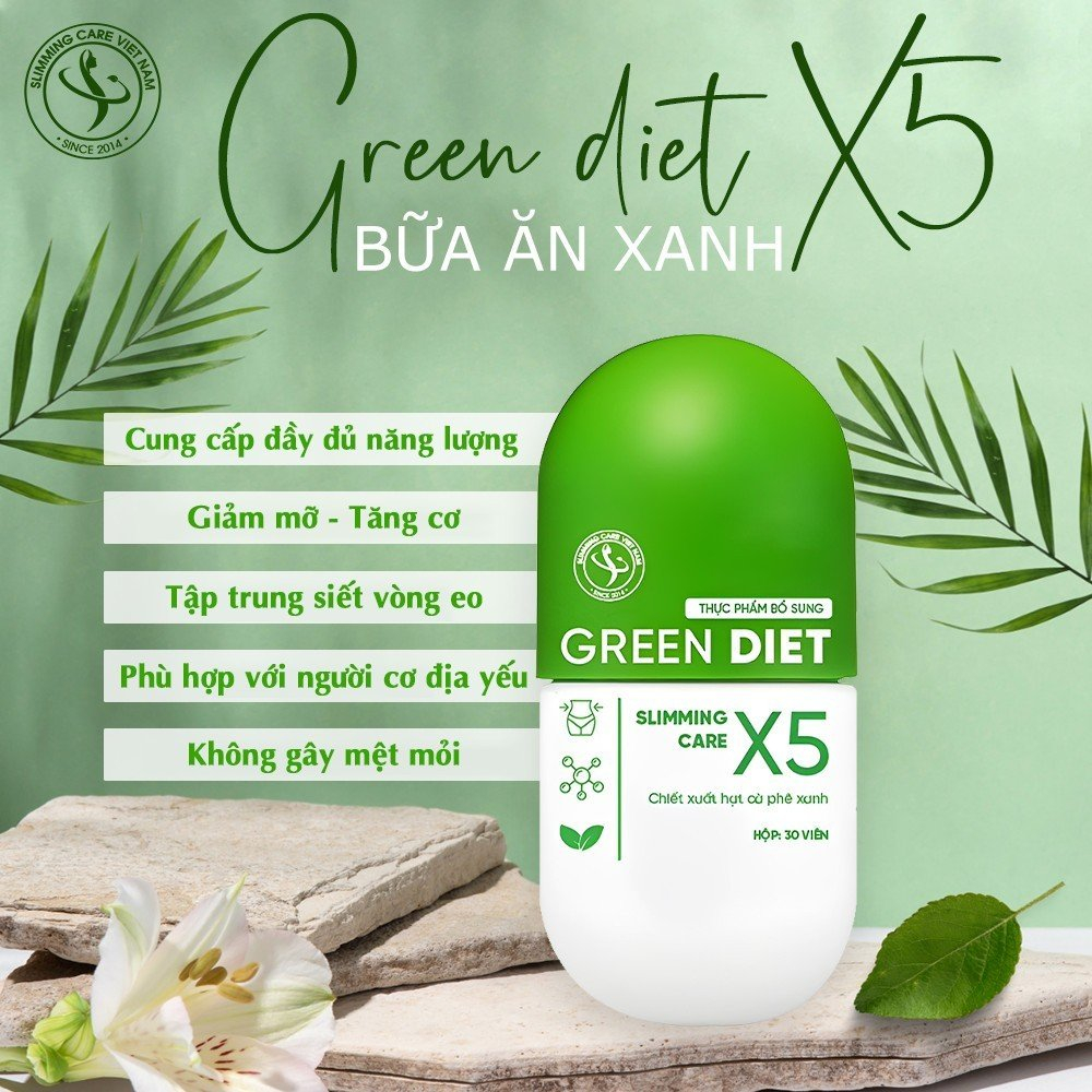 Thảo mộc hỗ trợ giảm cân Green Diet Slimming Care X5 30 viên