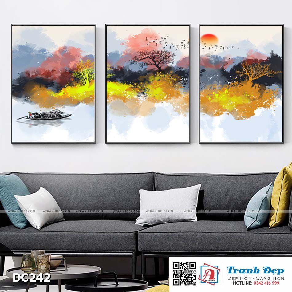 Bộ 3 tranh canvas treo tường Decor Phong cảnh sông núi - DC242
