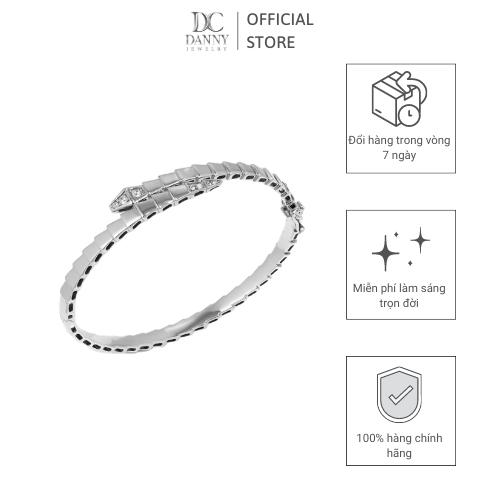 Vòng Tay Danny Jewelry Bạc Thổ Nhĩ Kỳ Xi Rhodium Biểu Tượng Rắn Đính Đá CZ LT002TNK