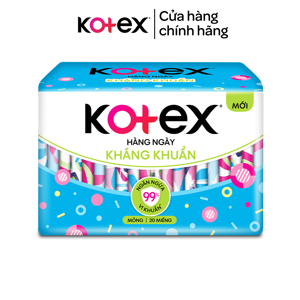 Combo 8 gói băng vệ sinh Kotex hằng ngày kháng khuẩn 20 miếng