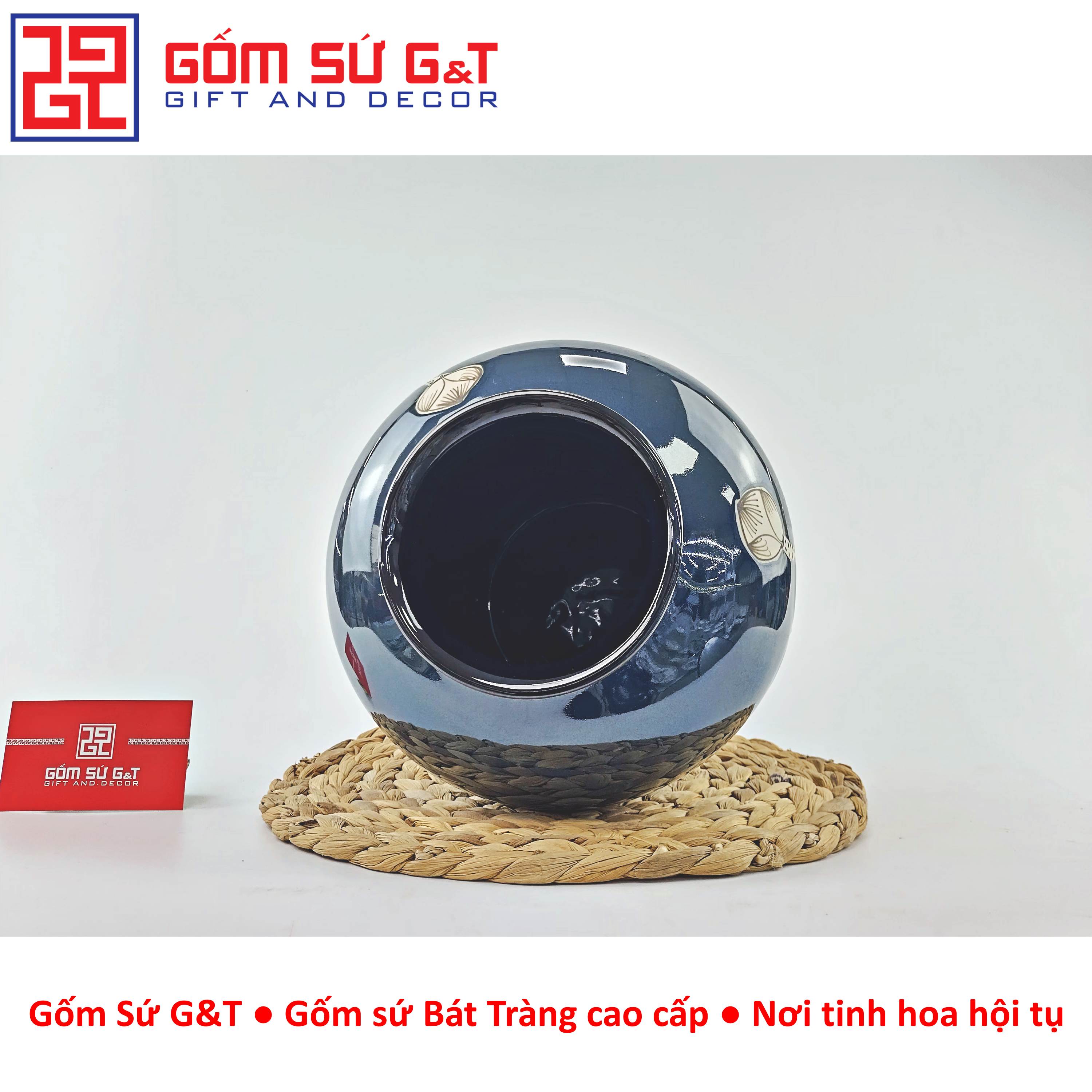 Lọ hoa men hỏa biến dáng vò vẽ sen Gốm Sứ G&amp;T