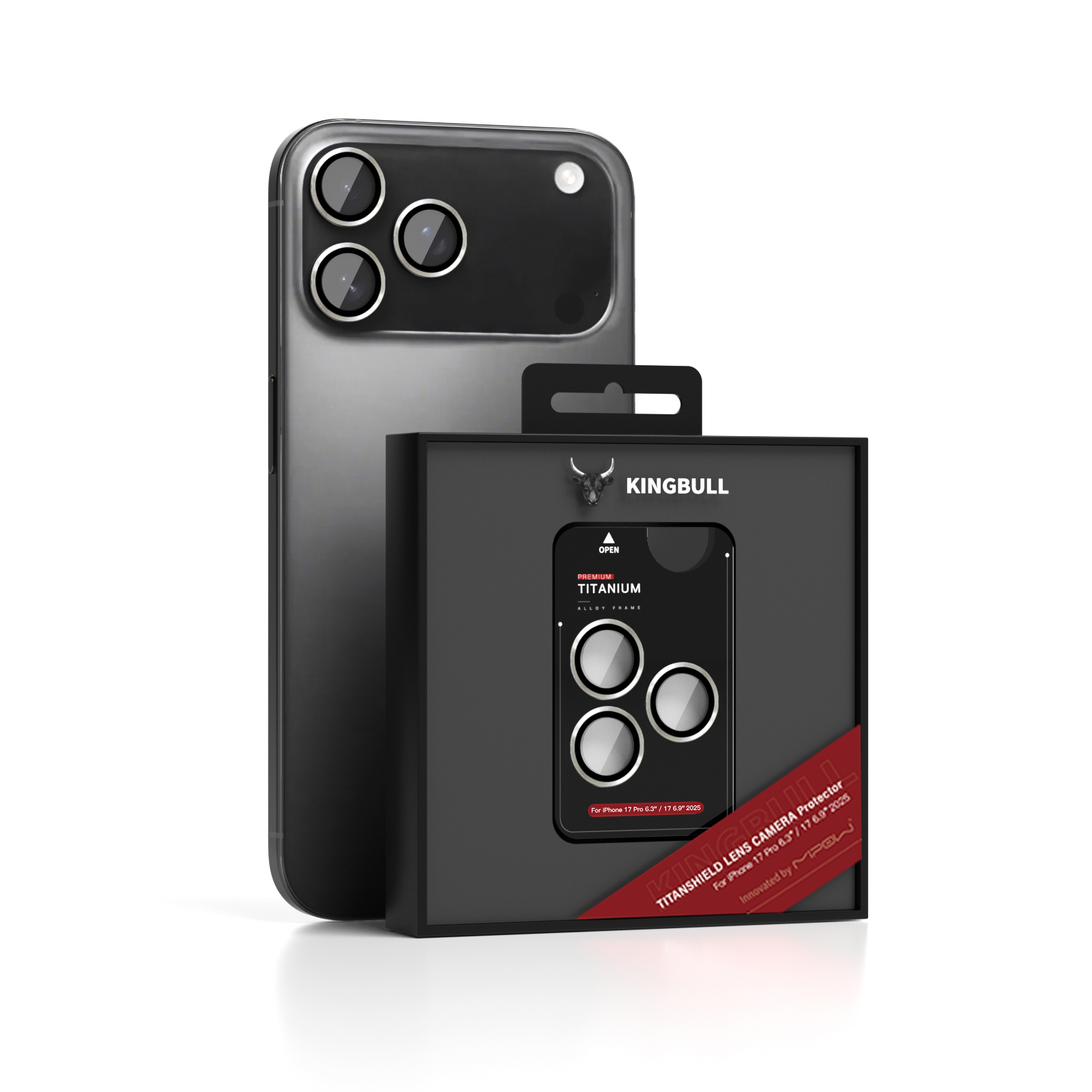 Miếng Dán Cường Lực Lens Camera MIPOW KINGBULL cho iPhone 17 Pro Max / 17 Pro, HD Titanshield_ Hàng chính hãng