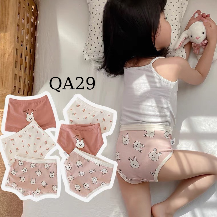 Set 3 quần chip chất liệu cotton họa tiết gấu thỏ dễ thương cho bé QA29 Mimo Baby