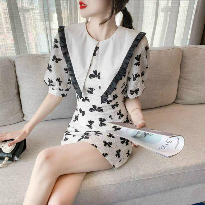 HÀNG NHẬP - ĐẦM VOAN XỐP HT NƠ CỔ NHỌN