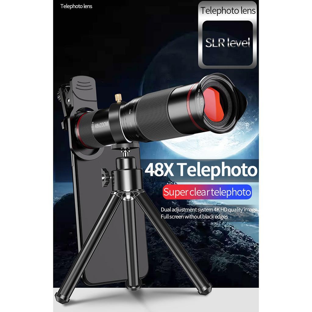48X Optical Zoom Telescope Telephoto Lens Clip on for Mobile Cell Phone Camera