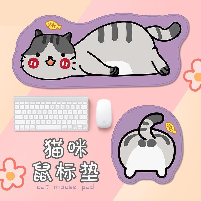 Tấm lót chuột và bàn phím cỡ lớn in hình mèo dễ thương sáng tạo