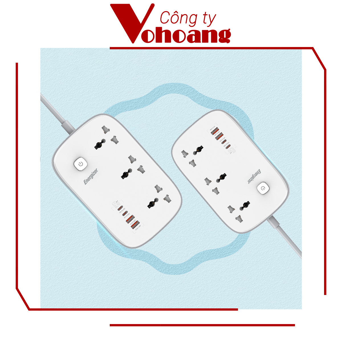 [Mỹ] Ổ cắm điện Energizer đa năng 3AC kèm 2USB-A và 2USB-C sạc nhanh PD (max PD 65W) - Energizer EPB3250W00EU