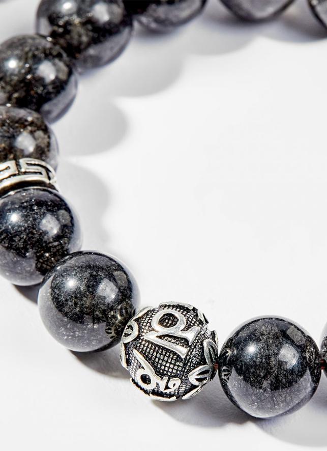 Vòng Tay Phong Thủy Nam Đá Thạch Anh Tóc Đen Phối Charm Cầu Bạc Mệnh Thủy, Mộc Ngọc Quý Gemstones