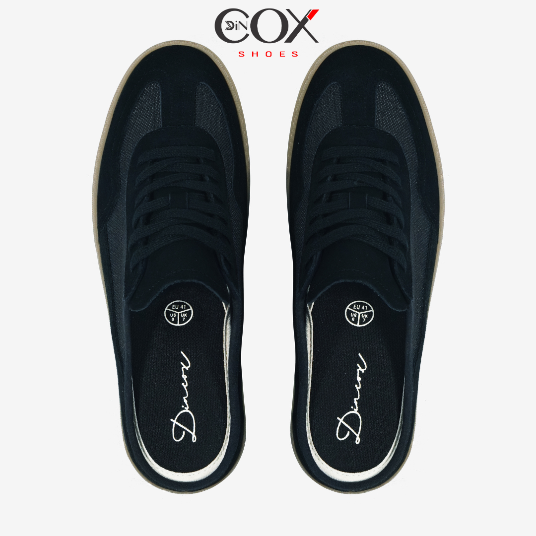Giày Sục Đạp Gót Mules Vải Sneaker Nam DINCOX DC37 Lazy Mule Black