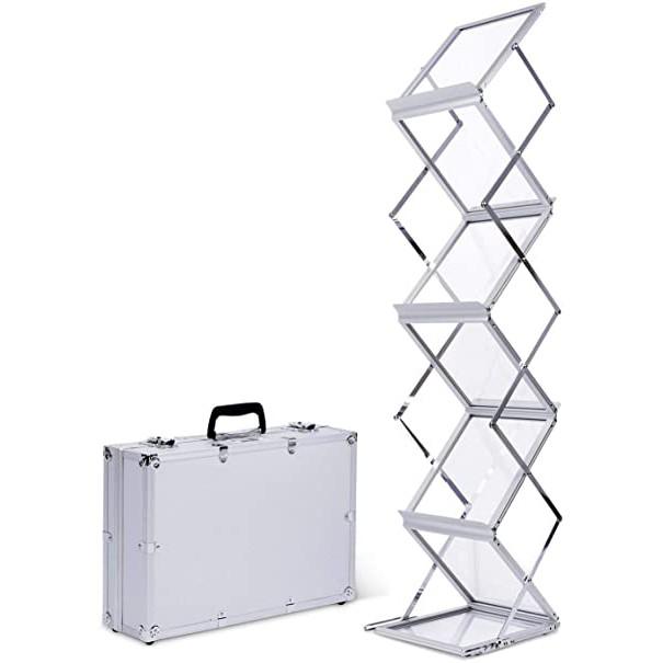 Giá kệ để catalo brochure,tờ rơi khổ A4 bằng mica nhôm