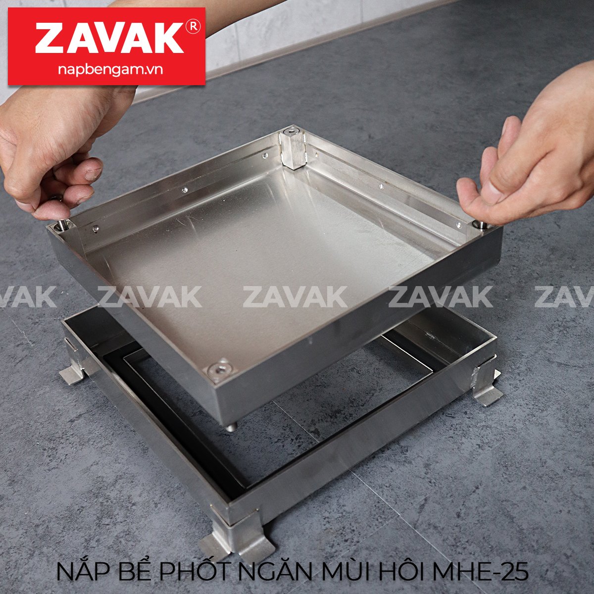 Nắp bể phốt ngăn mùi inox Zavak MHe25