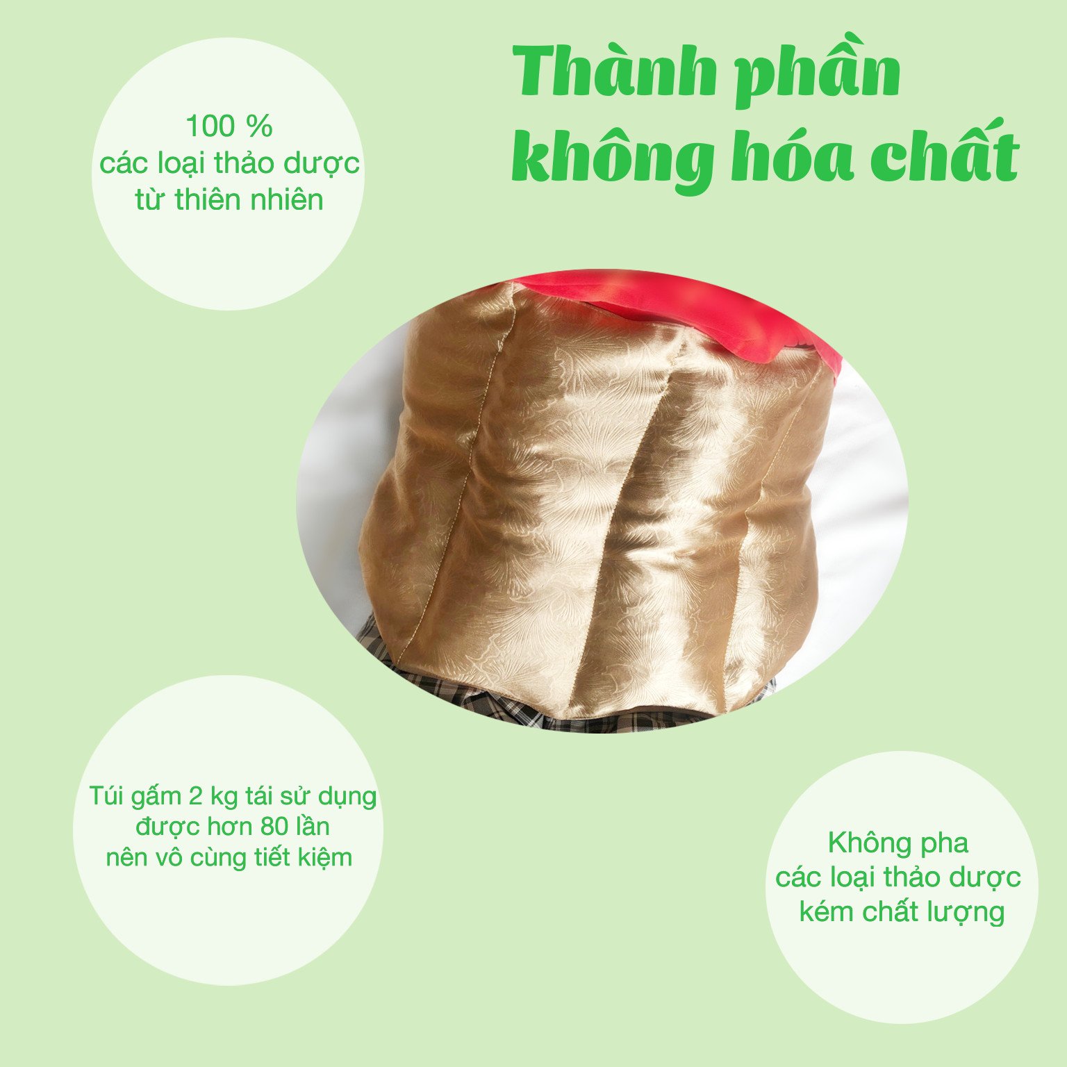 Túi muối thảo dược 2 kg chườm giảm eo vải gấm cỏ lành dùng được với lò vi sóng giúp nhanh xuống bụng sau sinh