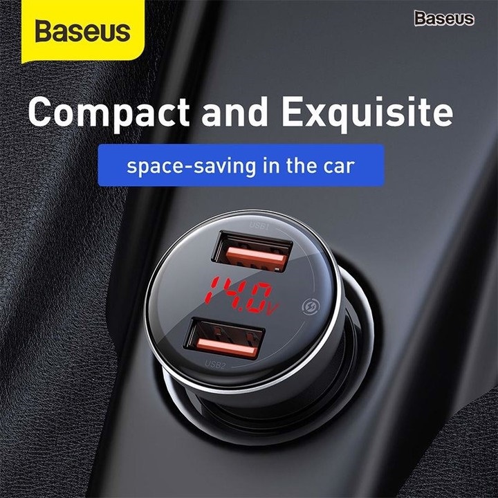 Tẩu sạc nhanh đa năng công suất cao 45W nhãn hiệu Baseus TZCCBX-B0G có đèn LED 2 Ports USB, LED Display, SPC/ QC4.0 Car Quick charger - Hàng nhập khẩu