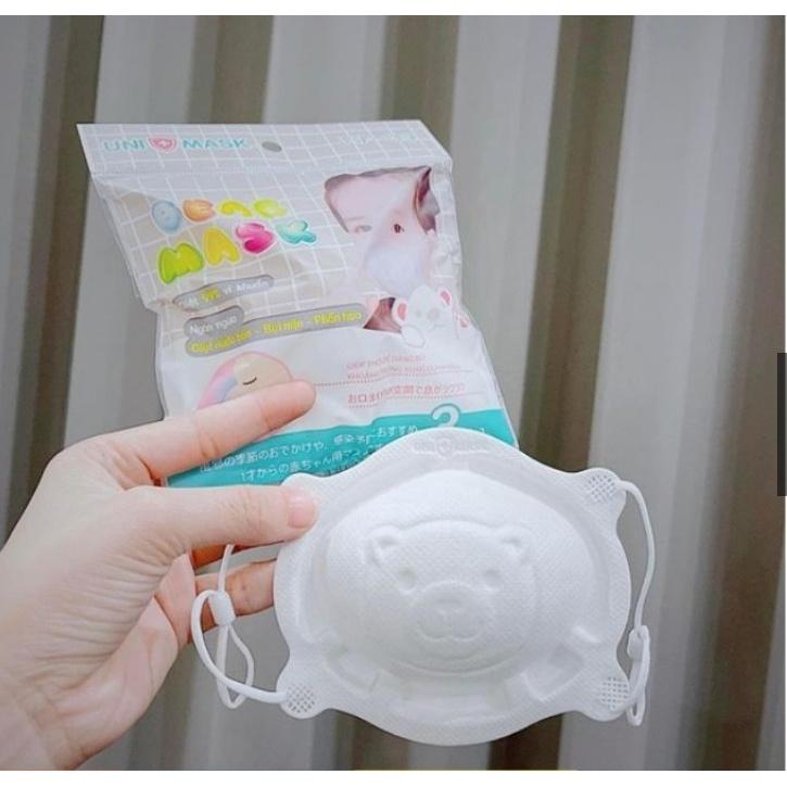 SẺT 3C KT GẤU TRẮNG UNI MASK CAO CẤP CHO BÉ (1-5T)