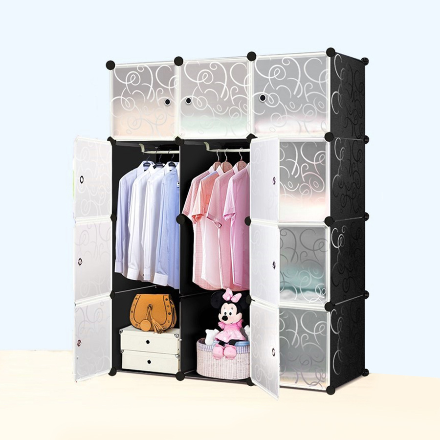 Tủ Nhựa Ghép Đa Năng 12 Ô Đen Cánh Trong 12.DN.67