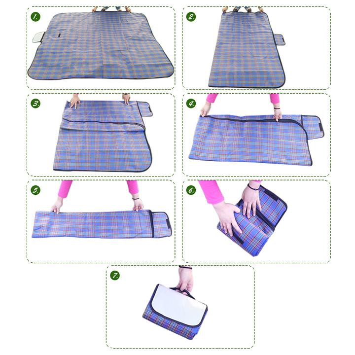 THẢM DÃ NGOẠI, DU LỊCH, PICNIC CAO CẤP - Chống thấm nước, họa tiết caro, gấp gọn tiện lợi - 2 kích thước khách chọn màu!