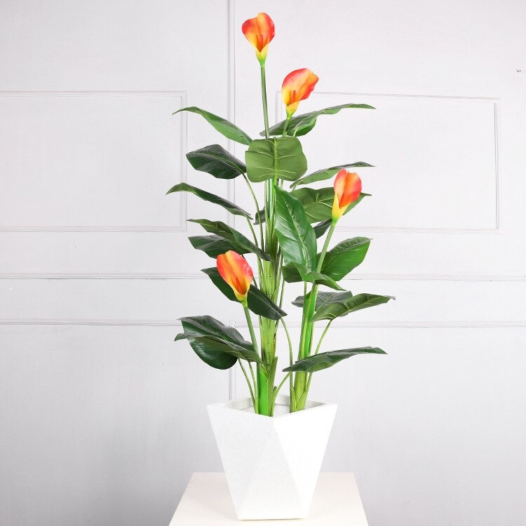 Cây hoa rum giả - Size 150cm - loại 3 thân - Cây giả, hoa lụa Decor trang trí nhà cửa