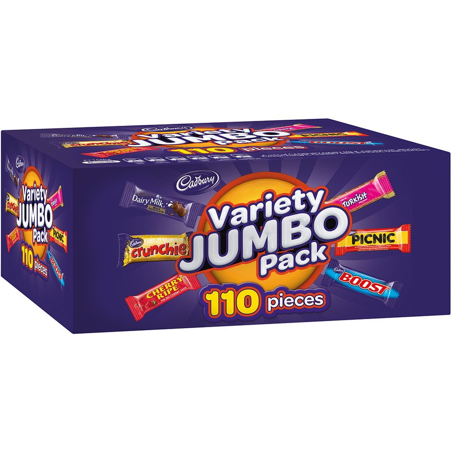 Socola thanh Cadbury Variety Jumbo  hỗn hợp 6 vị 1.56kg (110 thanh) Úc - Giúp bổ sung dinh dưỡng, khoáng chất và năng lượng - OZ Slim Store