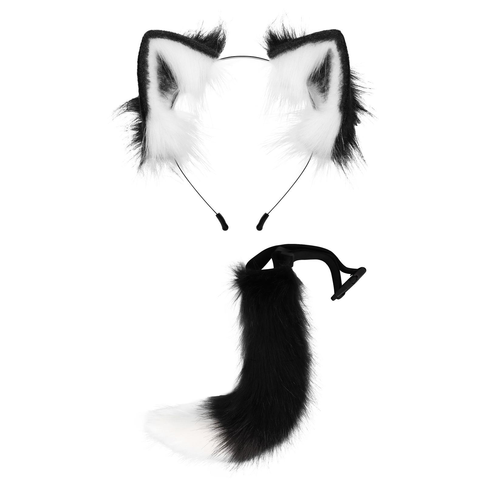 Ears and Tail Headdress Costume Accessories Lolita Cosplay Cat Ear Faux Gifts Ears Hair Clip Hair Hoop for Dance Performance Prom Kids
