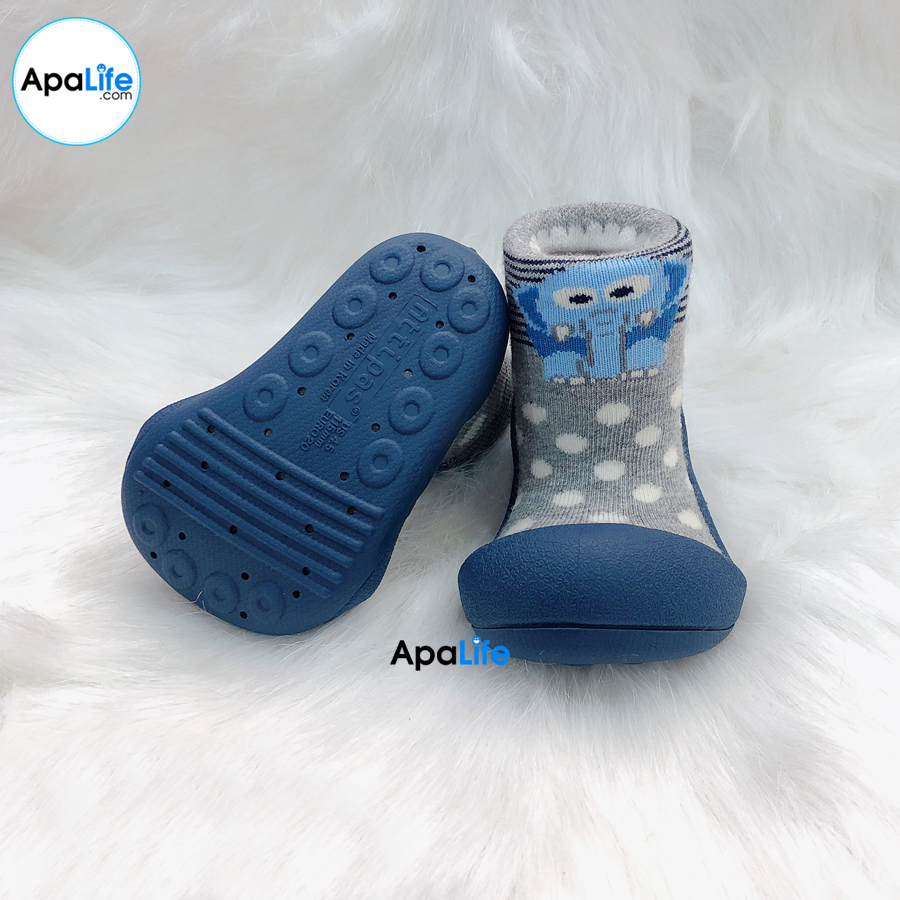 Attipas Zoo - Navy/ AT047 - Giày tập đi cho bé trai /bé gái từ 3 - 24 tháng nhập Hàn Quốc: đế mềm, êm chân &amp; chống trượt