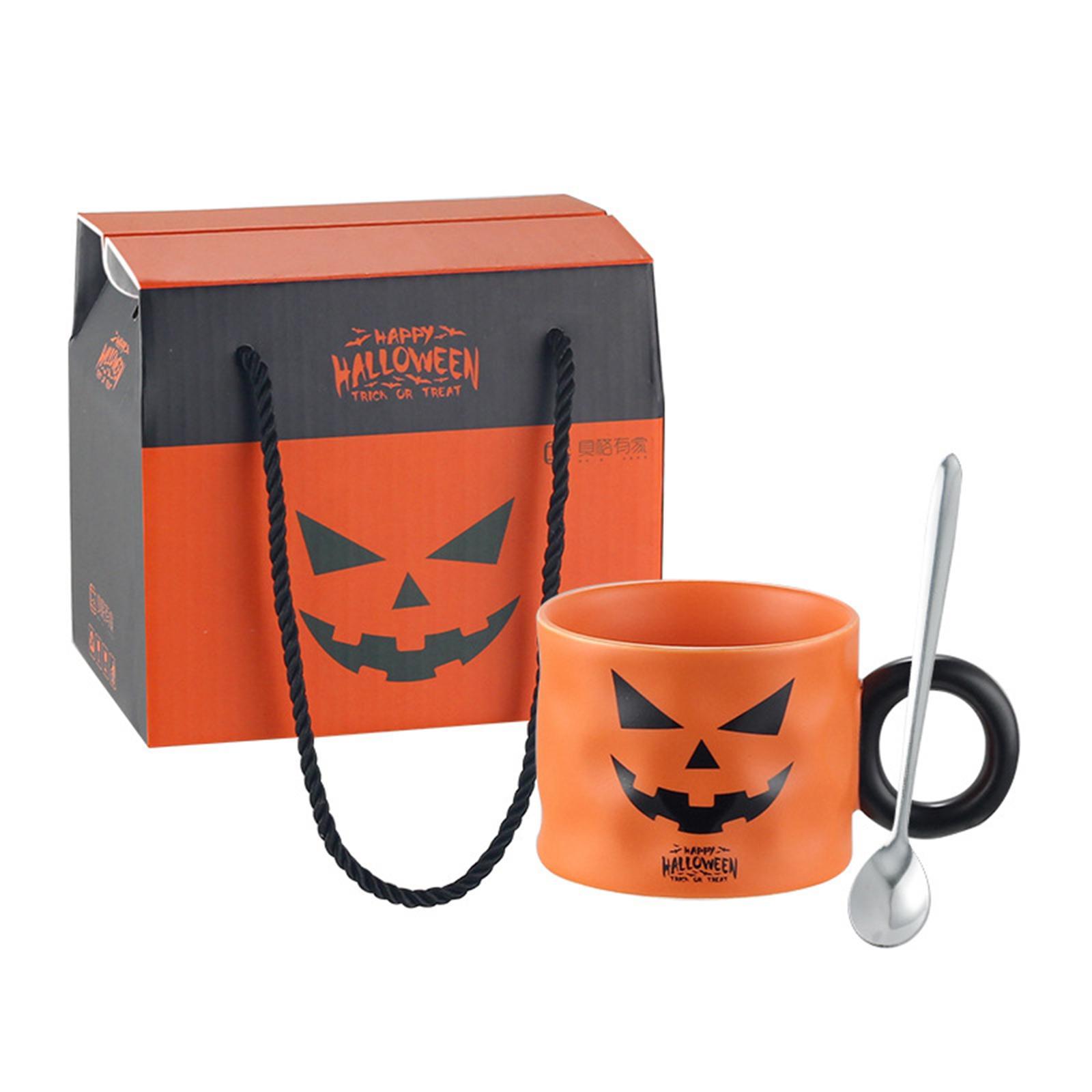 Pumpkin Shaped Mug Halloween Cartoon Mug Cartoon Milk Juice Cup Halloween Mug Set Ceramics Coffee Mug Holiday Coffee Mug for Theme Party Men