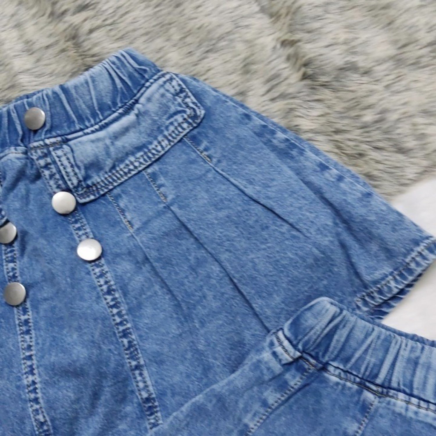 Q00000323 Váy jean xanh wax nhẹ, dáng xoè, xếp ly, có chíp rất xinh cho bé gái