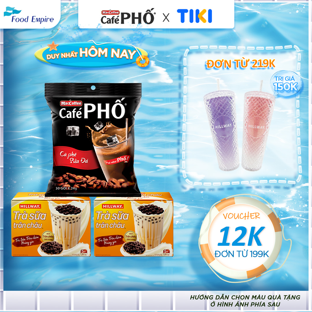 Combo 1 Túi cà phê MacCoffee Phố Sữa Đá & 2 Hộp Trà Sữa Trân Châu Hillway Vị Truyền Thống