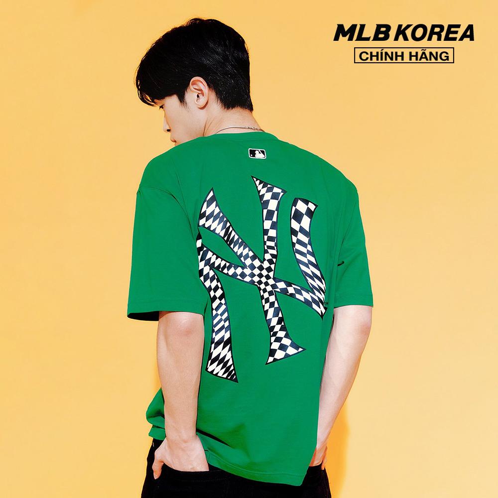 MLB - Áo thun unisex cổ tròn tay ngắn Checkerboard Clipping Logo Overfit 3ATSO0233-50GND