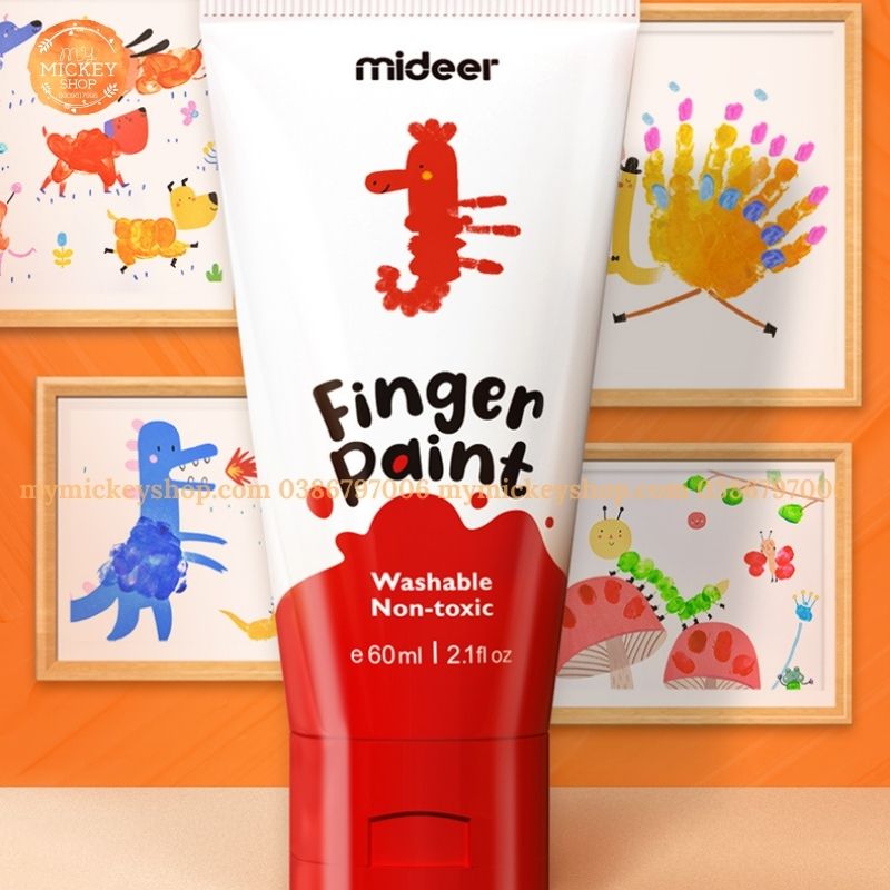 Mideer Màu Vẽ Bằng Tay Finger Paint loại 12 tuýp màu cho bé từ 3 tuổi