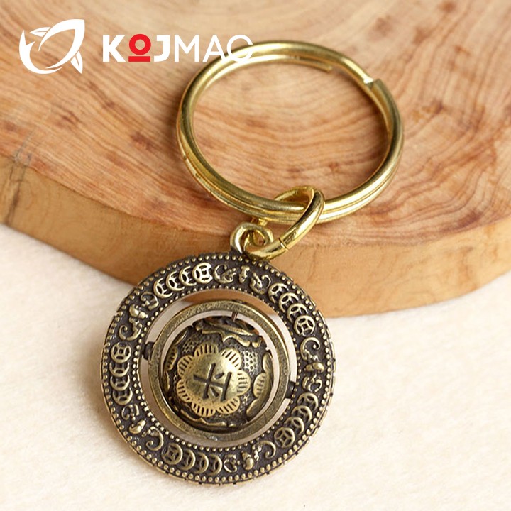 Móc Khóa Đồng Phong Thủy ĐÁO PHÚC LUÂN KOJMAC KeyRing Lucky - Hàng Nhập Khẩu ( Thiết Kế 3D Cao Cấp Độc Lạ May Mắn Gắn Chìa Làm Bằng Kim Loại Cổ Trang Quà Lưu Niệm )