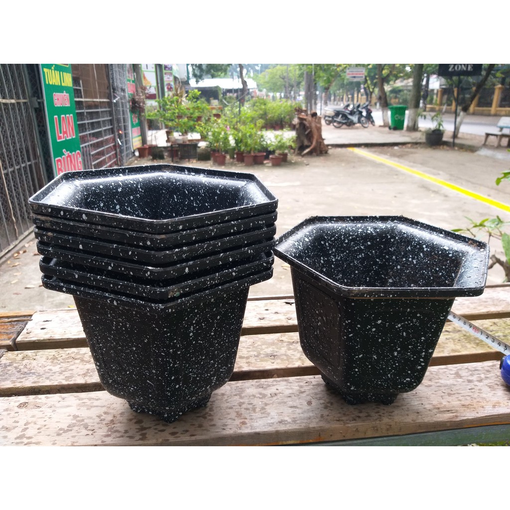 Mua Chậu nhựa lục giác giả đá đen 280 nhựa Đức Minh | Tiki