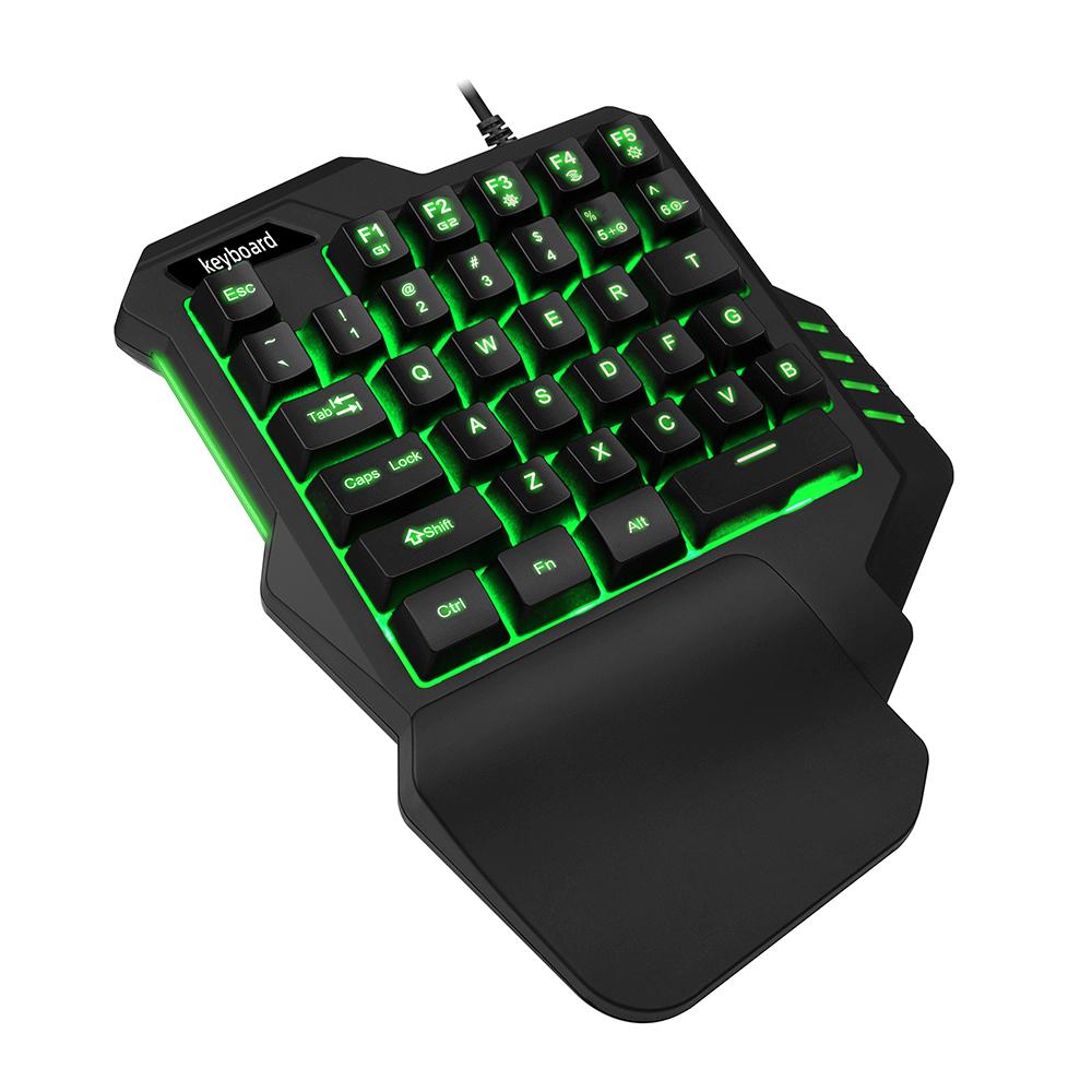 Bàn phím một tay có hỗ trợ tựa cổ tay 35 phím có dây,đèn nền RGB 15 phím Di chuyển / Ghi macro