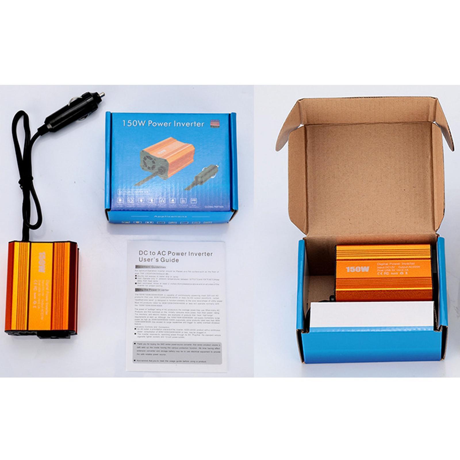 DC 12V to  220V Car Adapter Power Inverter Safety for Consoles TV Laptops