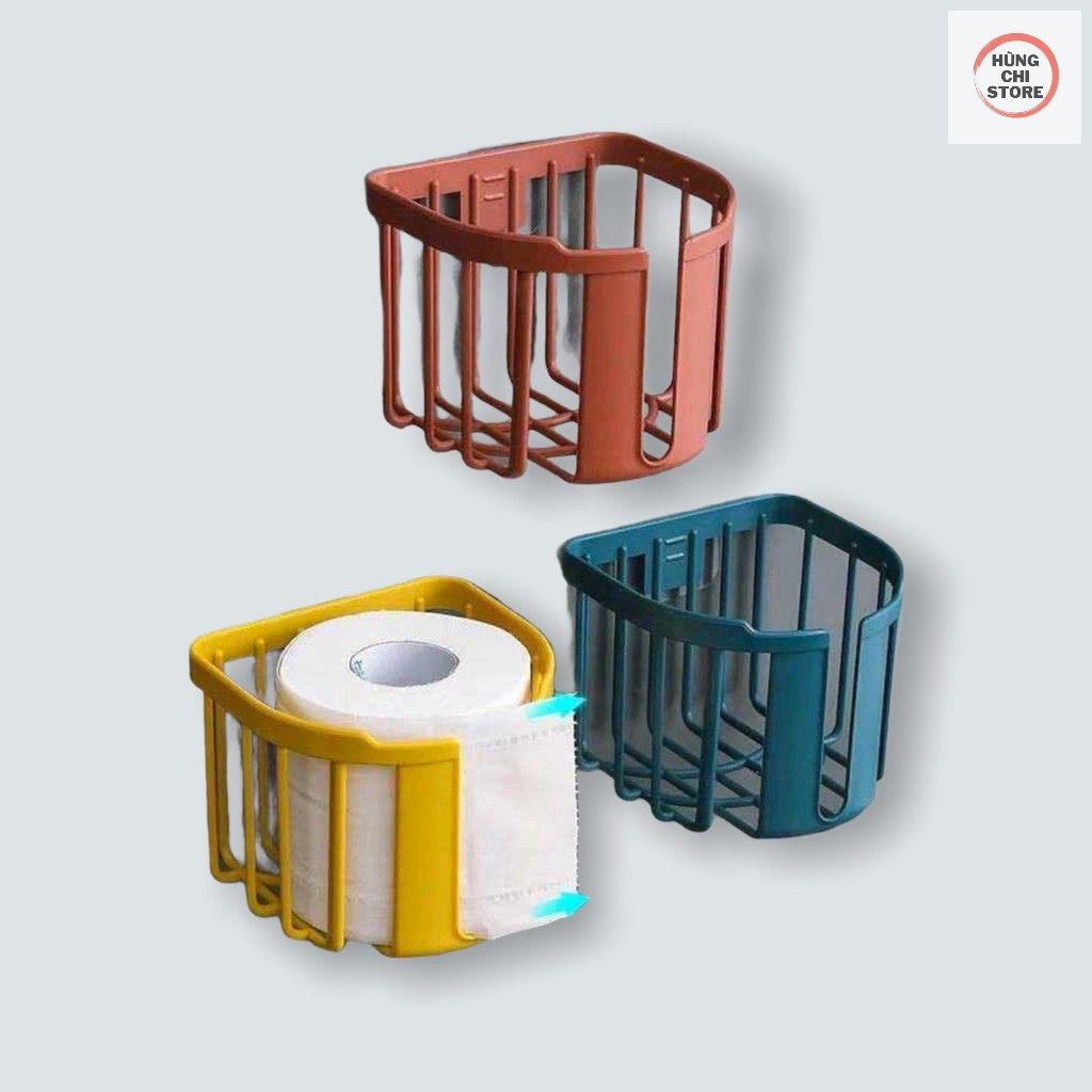 Giỏ đựng giấy vệ sinh dán tường, khay kệ đựng đồ đa năng nhà tắm, nhà bếp