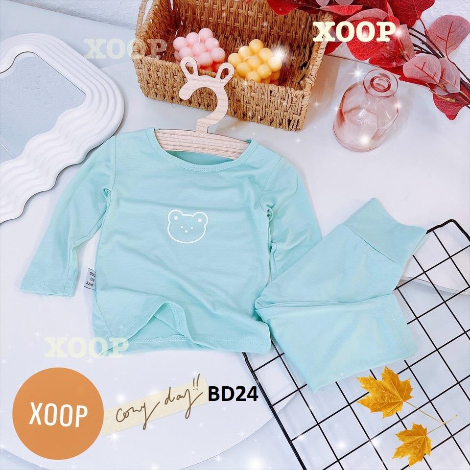 Bộ dài tay chất thun lạnh- Bộ dài tay  cạp cao in họa tiết gấu cho bé  BD24
