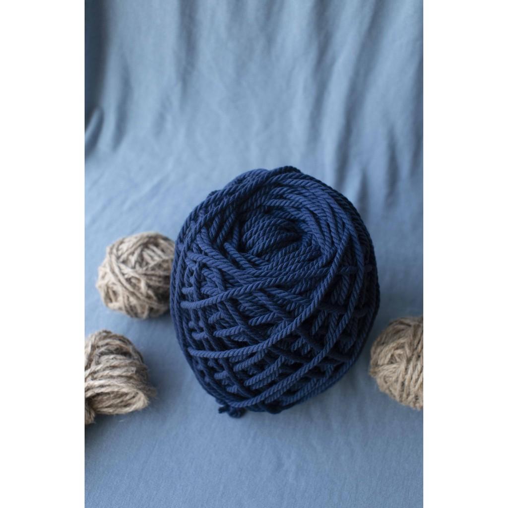 Dây thừng cotton màu xanh cổ vịt size 3mm và 5mm thắt Macrame