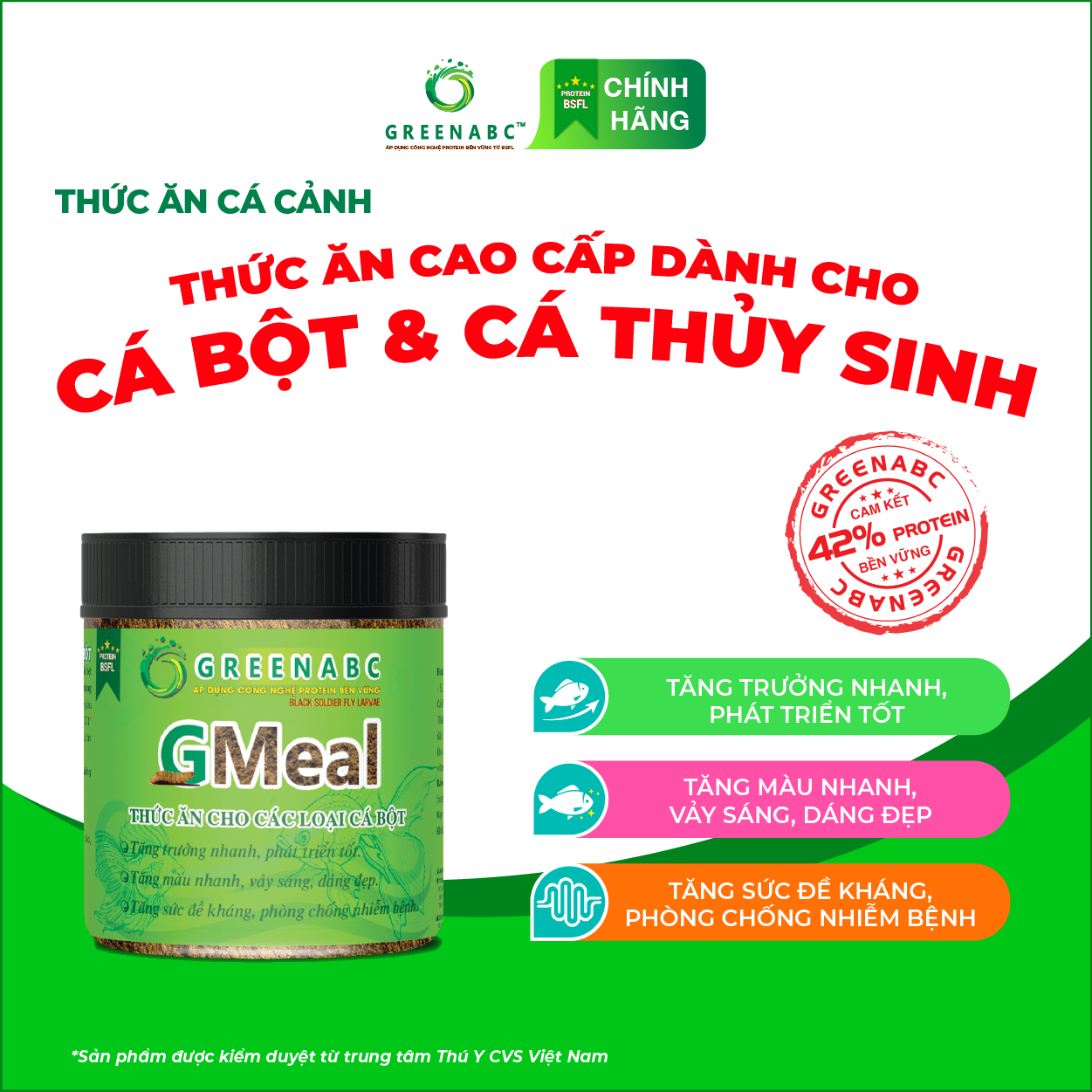 Thức ăn Cá Bột, Cá Thủy Sinh GREENABC – Hàm lượng protein 40% giúp tăng trưởng nhanh, tăng đề kháng, lên màu – Hộp 200g