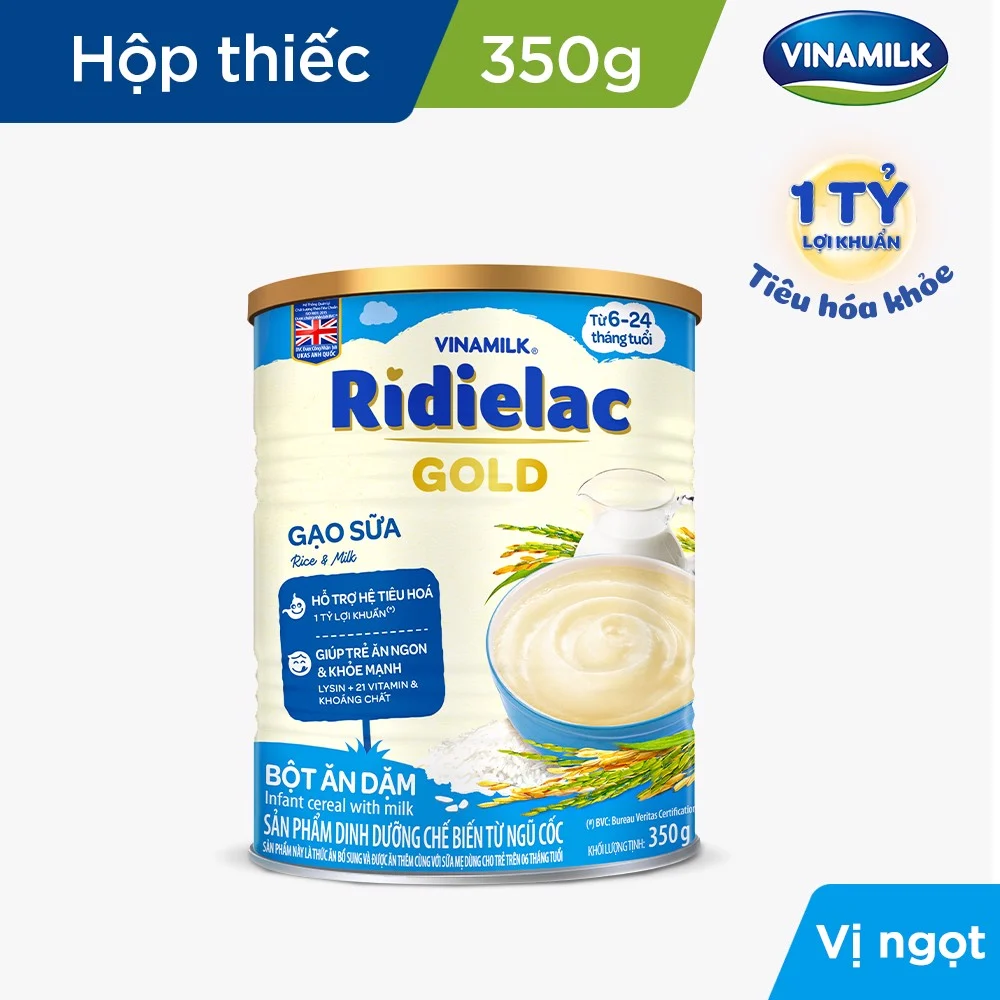 Combo 2 hộp BỘT ĂN DẶM
RIDIELAC GOLD GẠO SỮA -
HỘP THIẾC 350G