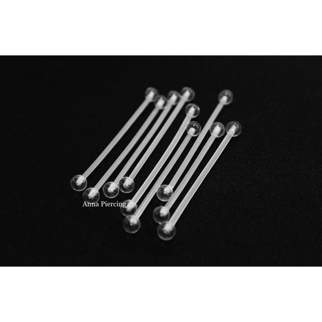 Khuyên Industrial thanh ngang trong suốt bằng nhựa sinh học không gây kích ứng piercing - XUÂN SHOP